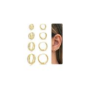 Nelytiya 4 Pairs Sterling Silver Earrings For Women Small Hoop Earrings Set | Hypoallergenic,Lightweight,Stackable,Gift,Multiple Piercing,Cartilage Earrings, Huggie Earring,Sleeper Earring,Small