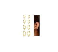 Nelytiya 4 Pairs Sterling Silver Hoops Earrings For Women 18K Gold Small Huggies Hoop Earrings Hypoallergenic Cartilage Sleeper Earring Set 6/8/10/12mm