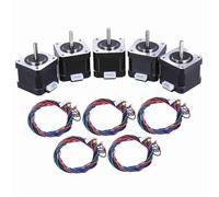 Nema 17 Stepper Motor 2 Phase 1.8 Degree 0.9 A 42 mm Stepping Motor with 0.4 Nm Holding Torque and 90 cm Lead Cables for 3D Printer and CNC Machinery - 5 Piece Set (5pcs)