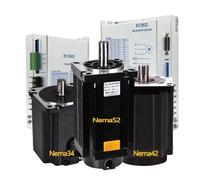 Nema34/42/52 Stepper Motor Kit 4.5-50Nm | 3-Phase Motor 14/19mm Shaft | EC3522/EC3822 Driver for CNC/Robotics (80-240V)(Nema42 16Nm Motor)