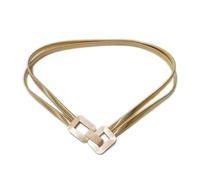NEMAA Women Leather belts Vintage Metal Elastic Belts For Women Golden Dress Decor Waist Belt Girls Skinny Waist Chain Female Belt (Color : Gold, Size : XXL 90-125cm)
