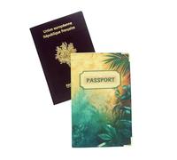 nemau Passport Protector - Palm Tree and Golden Leaves Design, Green and gold, Standard Pour Passeport Européen, Modern
