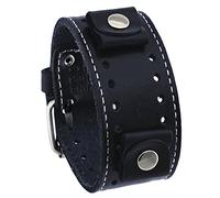 Nemesis Black Wide Leather Cuff Wrist Watch Band