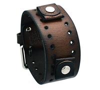 Nemesis #BN-BB Dark Brown Wide Leather Cuff Wrist Watch Band