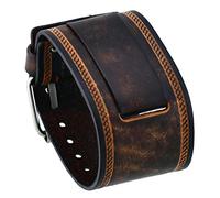 Nemesis #in-BS Wide Brown Leather Cuff Wrist Watch Band