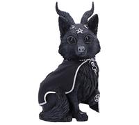 Nemesis Now 13m Cult Cuties Lycarion Figurine - Gothic Wolf Decor Dark Fantasy Statue Magical Creature Collectible, Black with Silver Gothic Symbols, Resin Crafted