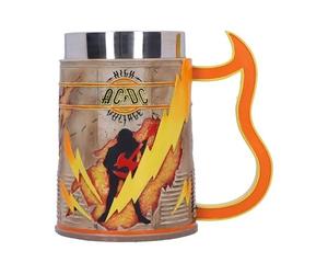 Nemesis Now AC/DC High Voltage Tankard 15.5cm, 16 Ounce Collectible | Officially Licensed Hand-Painted Resin Beer Mug, Stainless Steel Insert