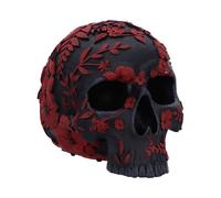 Nemesis Now Poppy Skull Ornament, Resin, Black, 14cm