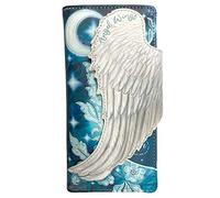 Nemesis Now Angel Wings White Feather Embossed Purse, Blue, 18.5cm