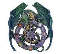 Nemesis Now Anne Stokes Magical Dragon Pagan Wheel of The Year Wall Plaque, Green, 30cm