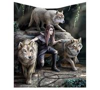 Nemesis Now Anne Stokes Power of Three Wolf Guardian Throw Blanket, Polyester, Brown, 160cm