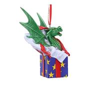 Nemesis Now Anne Stokes Surprise Gift Dragon Hanging Ornament 12.5cm, Resin, Green, Lisa Parker Giftware, Gothic Festive Hanging Decoration, Cast in the Finest Resin, Expertly Hand-Painted