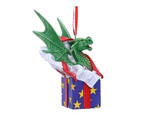Nemesis Now Anne Stokes Surprise Gift Dragon Hanging Ornament 12.5cm, Resin, Green, Lisa Parker Giftware, Gothic Festive Hanging Decoration, Cast in the Finest Resin, Expertly Hand-Painted