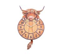 Nemesis Now B3507J7 Highland Tickin' Clock 25cm Red, MDF | Highland Cow Wall Clock with Characterful Swinging Tail Pendulum
