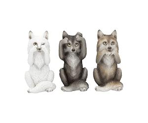 Nemesis Now B4472N9 Three Wise Wolves 10cm Figurine, Resin, Grey, One Size