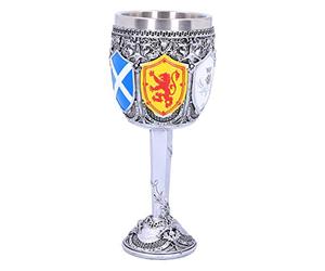 Nemesis Now B4697P9 Goblet of The Brave Scottish Shield Chalice 17cm, Resin w. Stainless Steel, Silver,White, Argentée