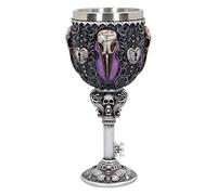 Nemesis Now B4725P9 Edgar's Raven Goblet 18cm, Resin w. Stainless Steel, Purple,silver
