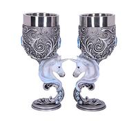 Nemesis Now B5191R0 Enchanted Twin Unicorn Heart Set of Two Goblets, Silver, 18.5cm