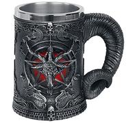 Nemesis Now Baphomet Tankard 16.5cm, Resin w/Stainless Steel, Black, Baphomet Head Beer Mug, Sabbatic Goat Beer Mug, Includes Stainless Steel Insert, Cast in The Finest Resin, Expertly Hand-Painted