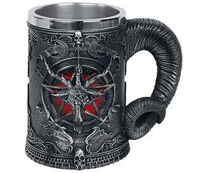 Nemesis Now Baphomet Tankard 16.5cm, Resin w/Stainless Steel, Black, Baphomet Head Beer Mug, Sabbatic Goat Beer Mug, Includes Stainless Steel Insert, Cast in The Finest Resin, Expertly Hand-Painted