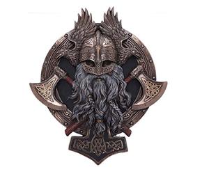 Nemesis Now Bronze For Valhalla Viking Axe Hammer Raven Wall Plaque, 27cm