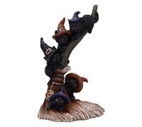 Nemesis Now Broomstick Kindle Cats & Brooms 21cm, Resin, Cast in the Finest Resin, Expertly Hand-Painted