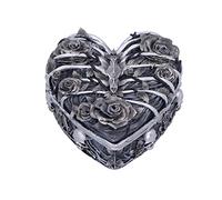 Nemesis Now Caged Heart Box, 10.5cm, Resin, Black & Silver, Gothic Merchandise, Metal Cage Effect Trinket Box, Fine Flower Detailing, Removable Lid, Cast in the Finest Resin, Hand-Painted