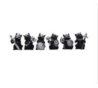 Nemesis Now Cat Crusaders Set of 6, Warrior Black Cat Figurines, Hand-Painted Shelf Collectibles and Medieval Decor