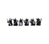 Nemesis Now Cat Crusaders Set of 6, Warrior Black Cat Figurines, Hand-Painted Shelf Collectibles and Medieval Decor