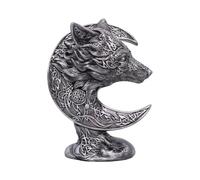Nemesis Now Celtic Crescent Art, Wolf in Moon with Intricate Knotwork, Mystical Celtic Symbolism Decor, Black Resin with Silver Finish