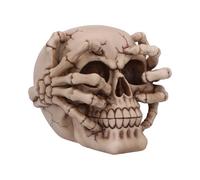Nemesis Now Cracked Decorative Resin Skull with Skeletal Hands - Horror Decor for Haunted Houses - Realistic Skull Decor & Halloween Decoration for Collectors of Creepy Art