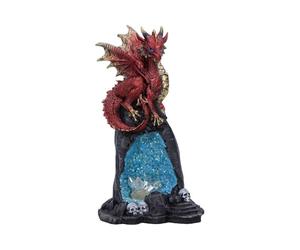 Nemesis Now Crystal Cave Dweller - Majestic Red & Gold Hand-Painted Dragon Statue - 19cm Resin Dragon Figurine for Collectors and Fantasy Fans