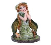 Nemesis Now Crystal Fairy Clover Figurine, Resin, Green, Nature Fairy Kneeling with Leaves Wings, Collectible Gift, Cast Resin, Hand-Painted