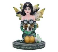 Nemesis Now Crystal Fairy Jade Figurine 9cm, Resin, Green, Fairy in Nature Figurine Featuring Crystals, Kneeling Fairy Holding Glass Ball, Fantasy Gift, Cast in the Finest Resin, Expertly Hand-Painted