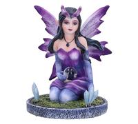 Nemesis Now Crystal Fairy Violet Figurine, 9cm Resin, Kneeling Fairy Holding Glass Ball, Fantasy Gift, Cast in the Finest Resin, Expertly Hand-Painted