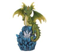 Nemesis Now Crystal Peak Figurine 18cm, Resin, Green, Dragonling on Light Up Crystals Figure, Collectable Green Dragonling Ornament, LED Light, Cast in the Finest Resin, Expertly Hand-Painted