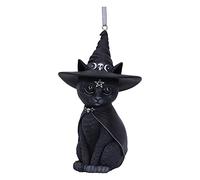 Nemesis Now Cult Cuties Purrah Hanging Ornament 11.5cm, Resin, Black, Scarily Adorable Bewitching Cat Hanging Ornament, Witch Cat, Cast in the Finest Resin, Expertly Hand-Painted