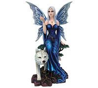 Nemesis Now D4991R0 Talanoa Blue Fairy and White Wolf Companion Figurine, Polyresin, 49cm