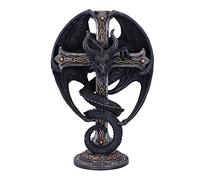 Nemesis Now Dark Ember Candle Holder 24.5cm, Resin, Black, Dragon Candle Holder, Gothic Dragon Around Cross Tealight Holder, Gothic Dragon Giftware, Cast in the Finest Resin, Expertly Hand-Painted