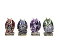 Nemesis Now Defend the Hoard (Set of 4) 10cm, Resin, Silver, Dragon Figure, Silver Dragon Ornament, Collectable Dragon Giftware, Cast in the Finest Resin, Expertly Hand-Painted