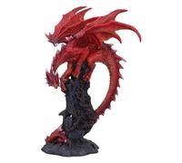 Nemesis Now Draconic Roots Figurine 28.5cm, Resin, Red, Red Dragon on Stone Figure, Red Dragon Ornament, Collectable Dragon Giftware, Cast in the Finest Resin, Expertly Hand-Painted