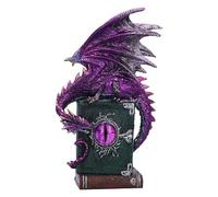 Nemesis Now Dragon Fable 24cm, Resin, Purple, Dragon on Haunted Books Figurine, Shimmering Purple Dragon Ornament, Collectable Dragon Giftware, Cast in the Finest Resin, Expertly Hand-Painted
