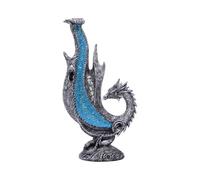 Nemesis Now Dragon Incense Burner - 24 cm Incense Backflow Waterfall - Mythic Decor for Collectors & Fans - Rune Base & Metallic Silver Dragon