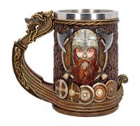 Nemesis Now Drakkar Viking Dragon Boat Tankard 15cm, Resin w. Stainless Steel, Painted, 1 Count (Pack of 1)
