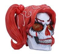 Nemesis Now Drop Dead Gorgeous - Cackle and Chaos Ornament 19cm, Resin, Clown Doll Skull Figurine, Female Clown Skull with Glitter Eyes, Cast in the Finest Resin, Expertly Hand-Painted