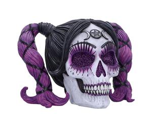 Nemesis Now Drop Dead Gorgeous Myths and Magic Figurine 20.5cm, Resin, Voodoo Doll Skull Ornament, Female Skull with Purple Hair and Glitter Eyes, Cast in the Finest Resin, Expertly Hand-Painted