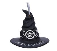 Nemesis Now Eat Sleep Spell Repeat Witch Hat Hanging Ornament 9cm, Resin, Black, Exclusive Witchcraft Design, Halloween and Christmas Decoration, Cast in the Finest Resin, Expertly Hand-Painted