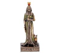 Nemesis Now Egyptian Queen Nefertari (Mini) 8.6cm - Ancient Egypt Sturdy Resin Figurine with Cat Companion, Bronze Finish Royal Collectible Decor
