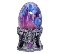 Nemesis Now Elemental Dragonlings - Water Silver/Purple/Blue Dragon Glass Egg Figurine, Resin, Silver/Purple/Blue, Cast in the Finest Resin, Expertly Hand-Painted