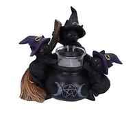 Nemesis Now Familiar Cauldron Tea Light Holder, Black, 12.5cm, Resin and Glass